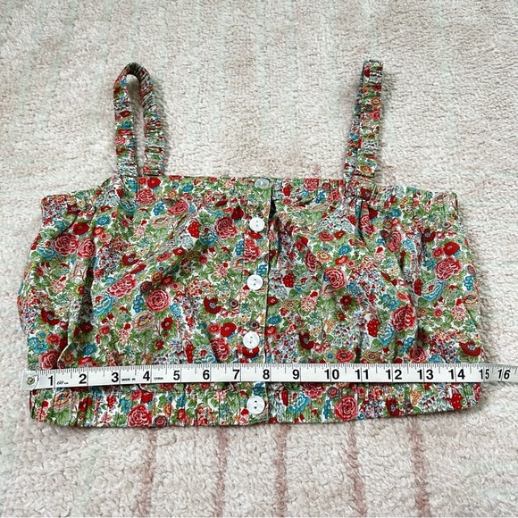 Roller Rabbit Multicolor Floral Crop Tank Top 70's Style Summer Size Medium Boho - Picture 7 of 9